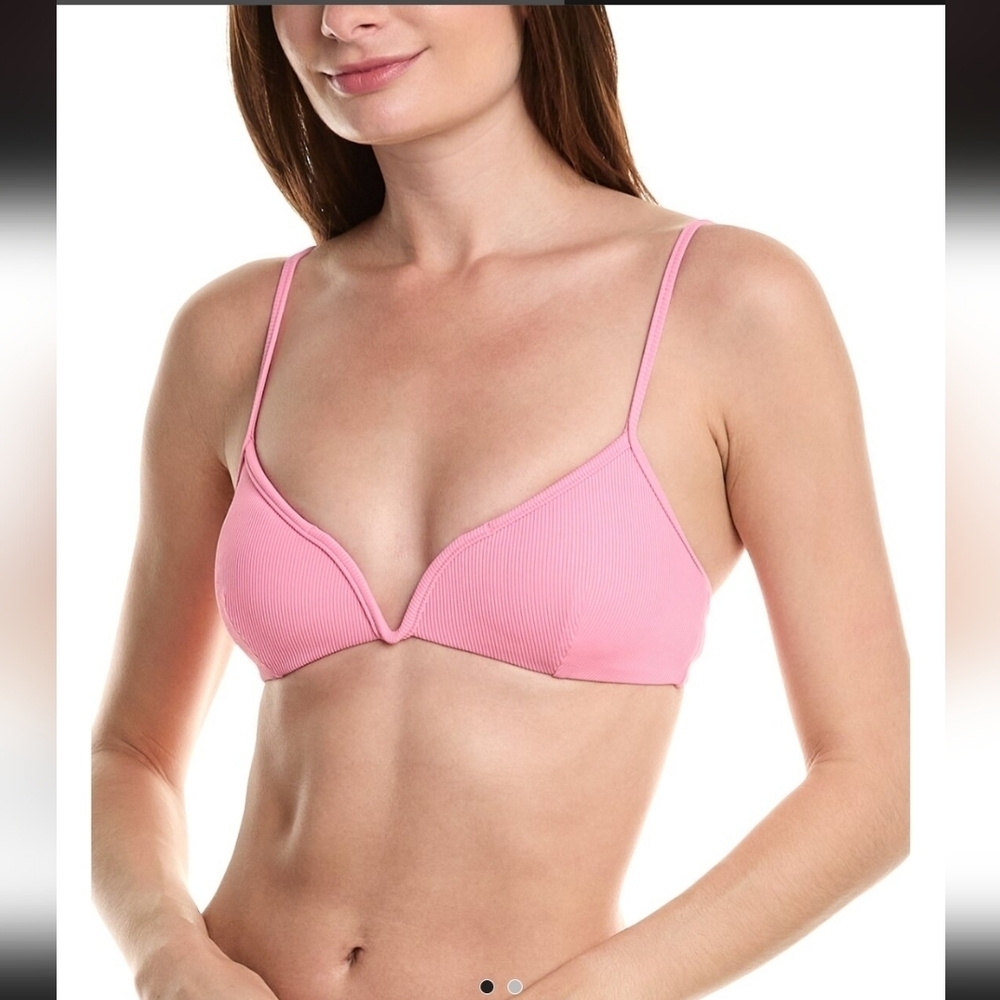 L*Space Helena Ribbed Pink Bikini Top